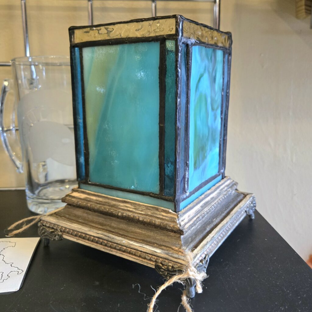 Stained glass candle holder, candle votive