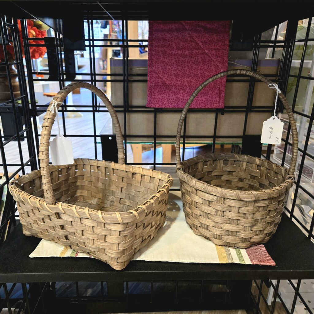 Hand woven baskets, rectangle and circle