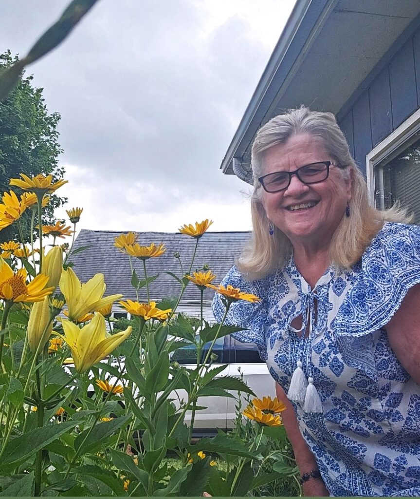 Colleen Bess in her garden
